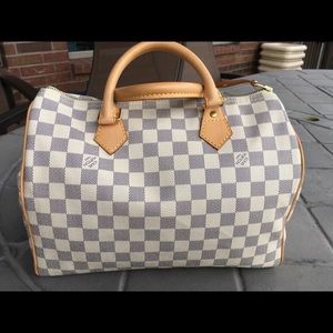 Authenticated Louis Vuitton Damier Azur Speedy 30